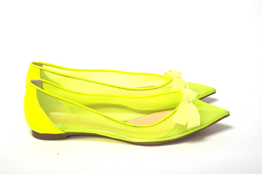 Fluro-Gelb-Schuh mit flacher spitzer Zehenpartie