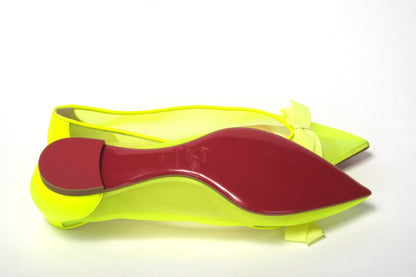 Fluro-Gelb-Schuh mit flacher spitzer Zehenpartie