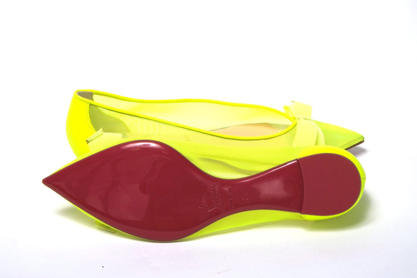 Fluro-Gelb-Schuh mit flacher spitzer Zehenpartie