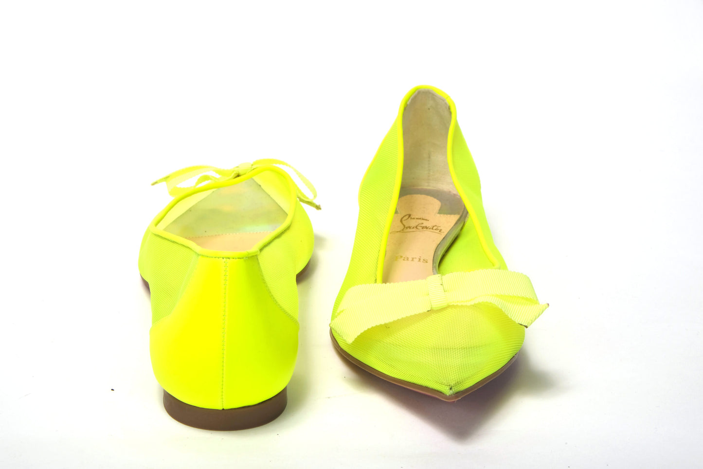 Fluro-Gelb-Schuh mit flacher spitzer Zehenpartie