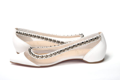 Bianco White silver Flat Point Toe Shoe