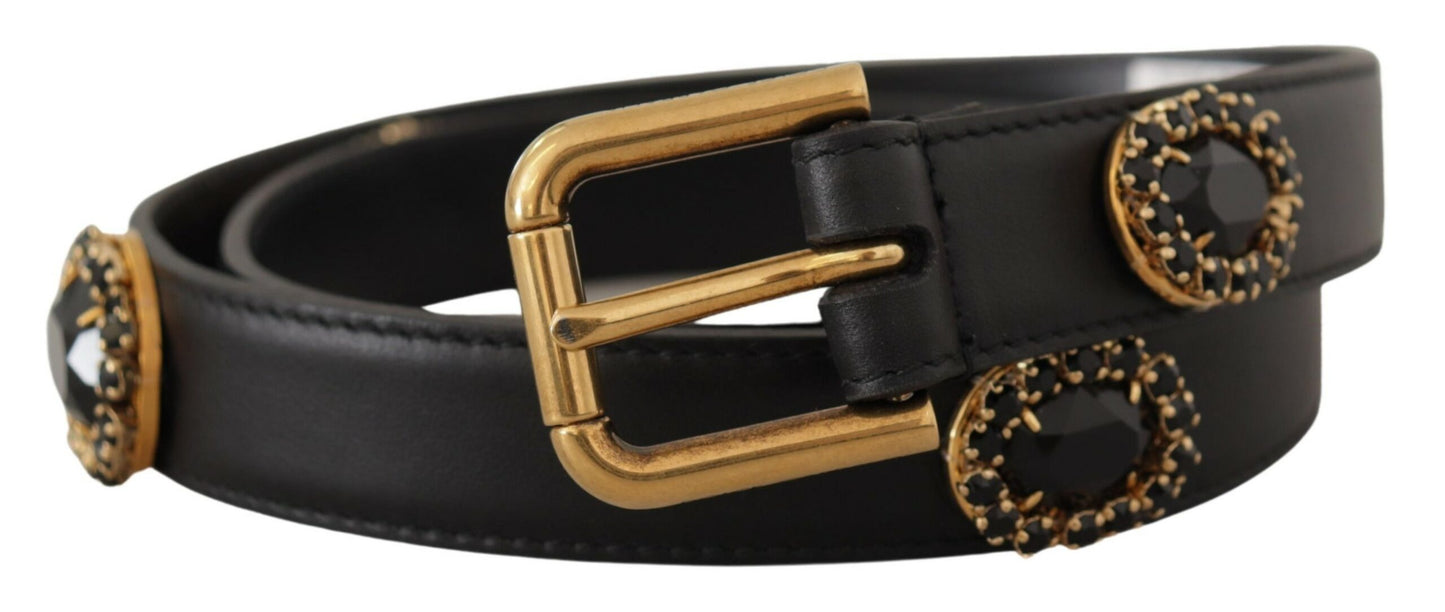 Dolce & Gabbana Elegant Black Leather Logo Belt