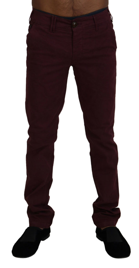 Pantaloni da uomo casual skinny elasticizzati in cotone marrone