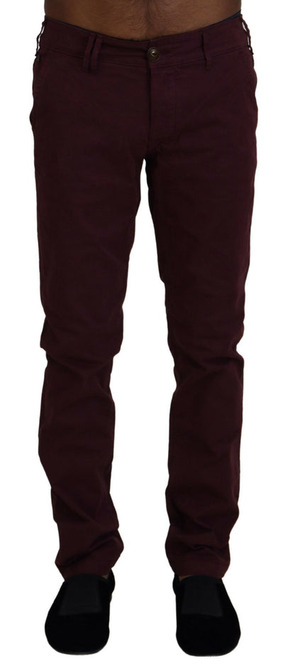 Pantaloni da uomo casual skinny elasticizzati in cotone marrone