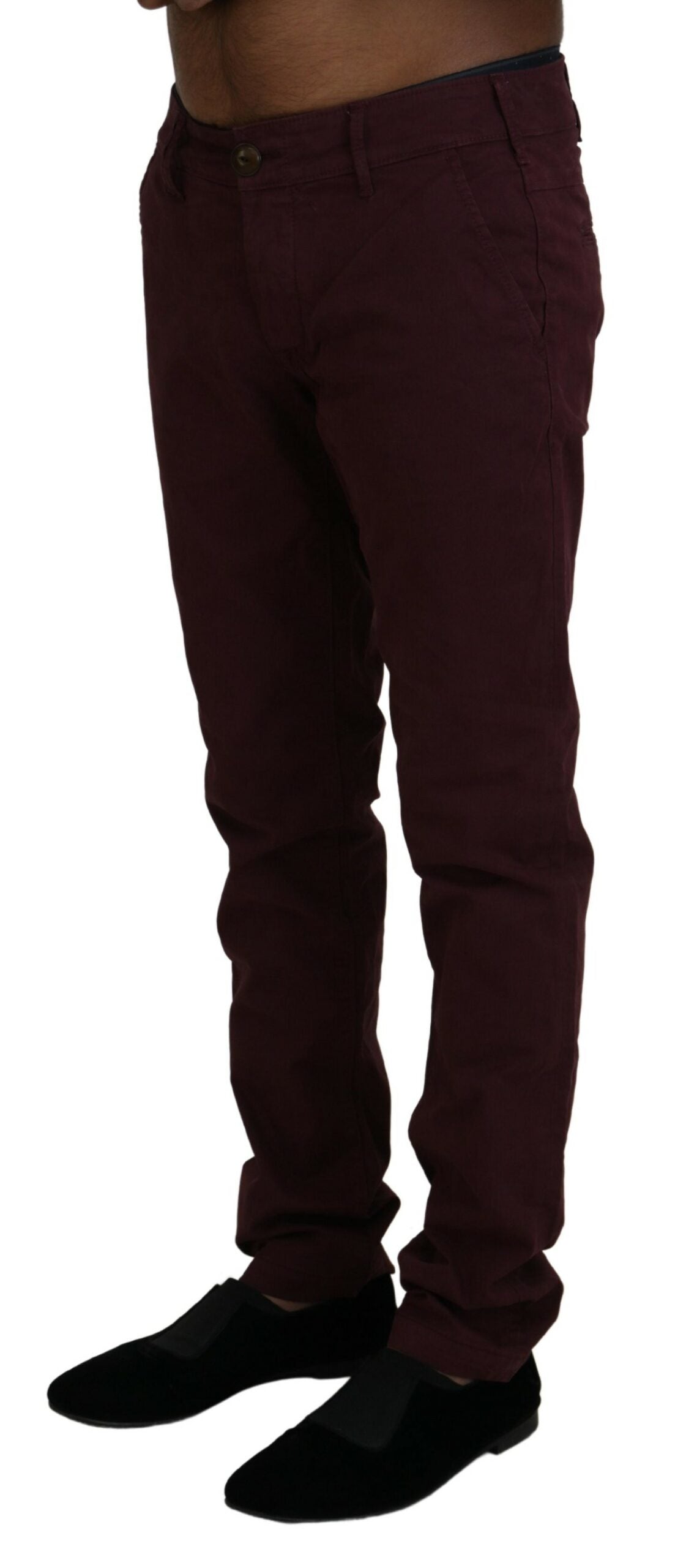 Pantaloni da uomo casual skinny elasticizzati in cotone marrone