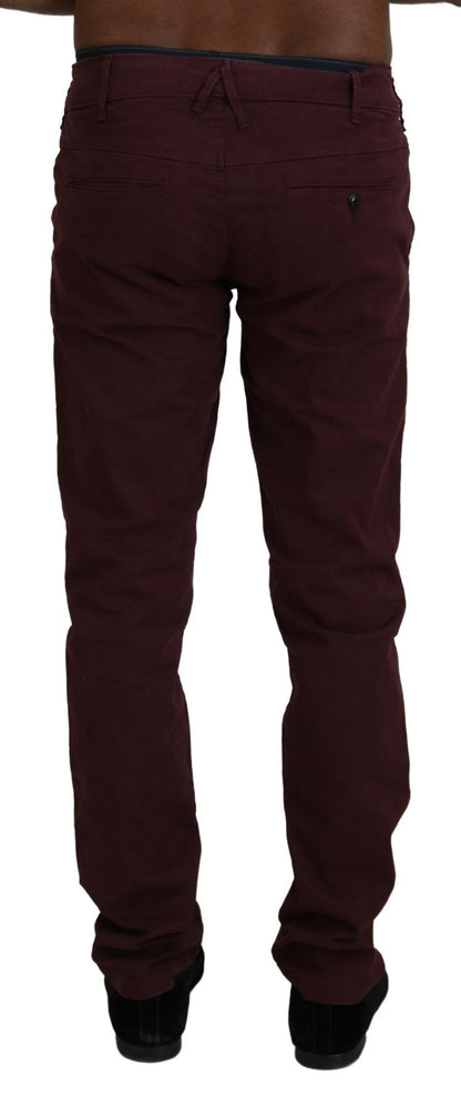 Pantaloni da uomo casual skinny elasticizzati in cotone marrone