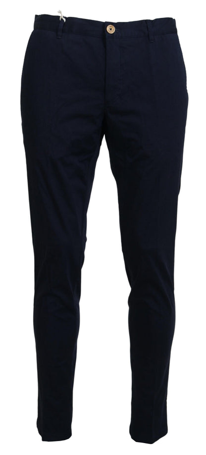 Domenico Tagliente Elegant Dark Blue Slim Chino Pants