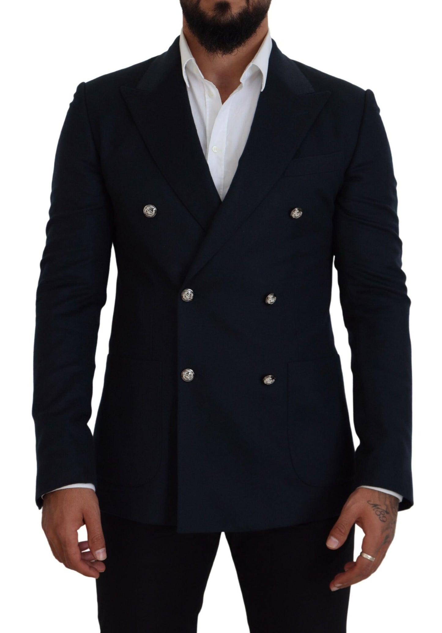 Eleganter blauer Blazer aus einer Kaschmir-Seidenmischung