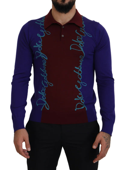 Maglione pullover con colletto con logo multicolore