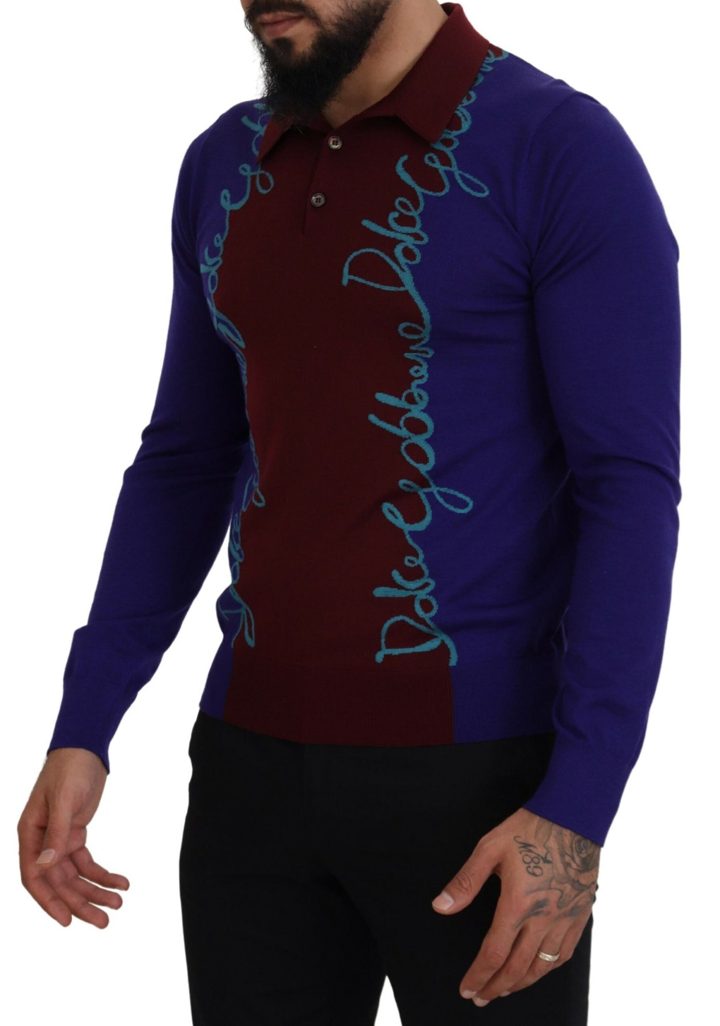 Maglione pullover con colletto con logo multicolore