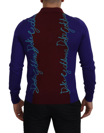 Maglione pullover con colletto con logo multicolore