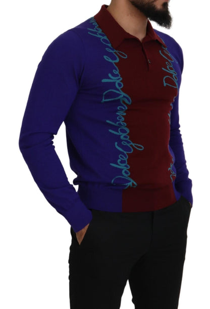 Maglione pullover con colletto con logo multicolore