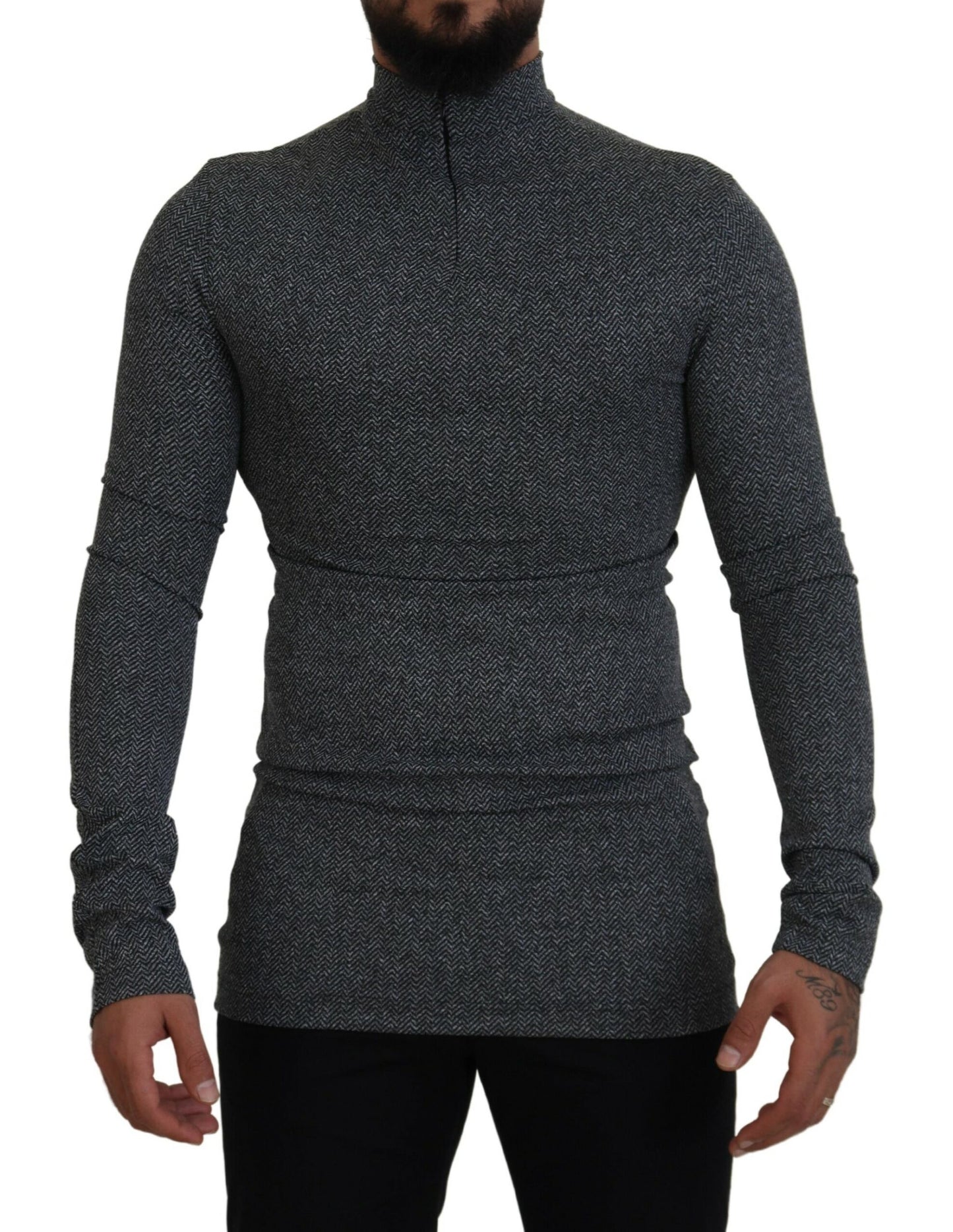 Maglione pullover dolcevita in nylon grigio scuro