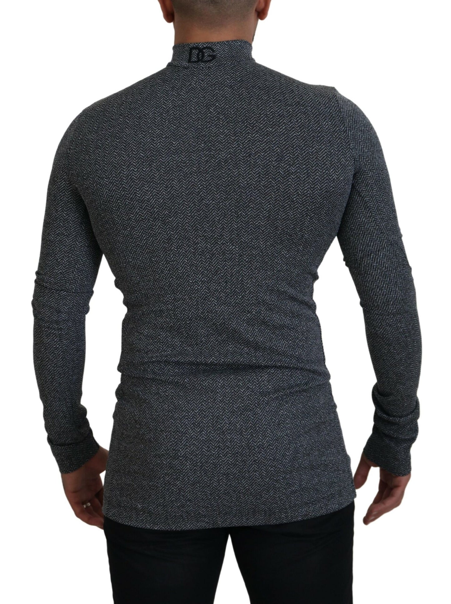 Maglione pullover dolcevita in nylon grigio scuro