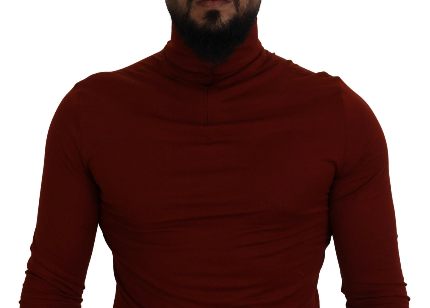 Maglione con zip a collo alto in cotone marrone rossiccio