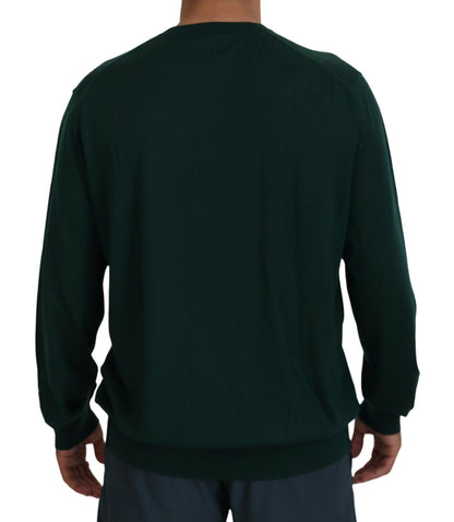 Maglione pullover con scollo a V in cashmere verde