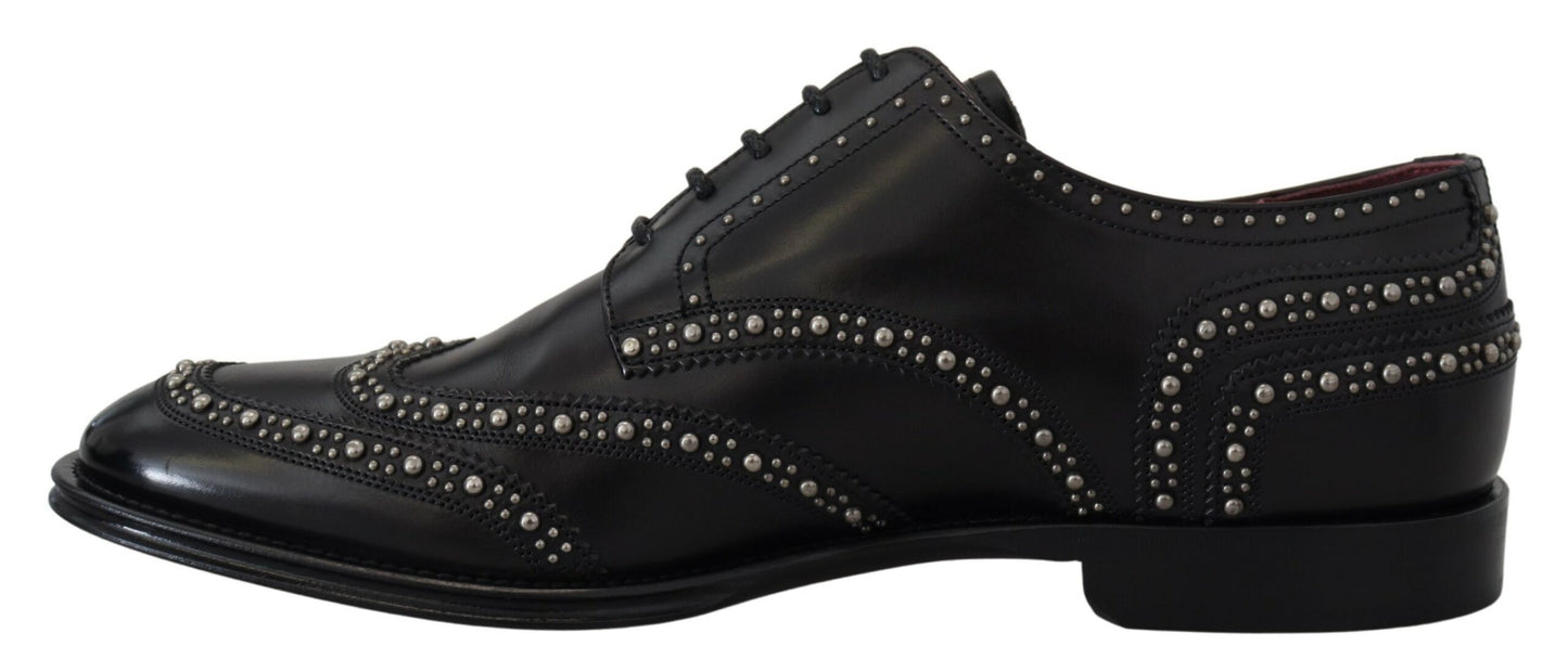 Elegante schwarze Derby-Schuhe mit Nieten