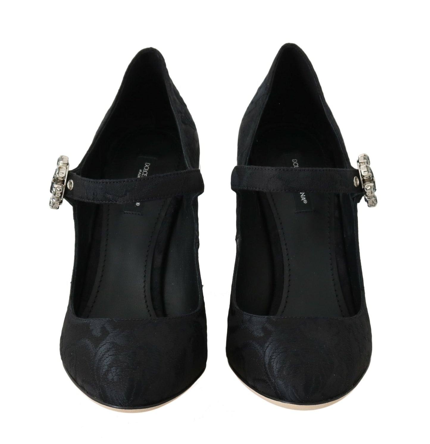 Scarpe Mary Jane con tacco alto in broccato nero