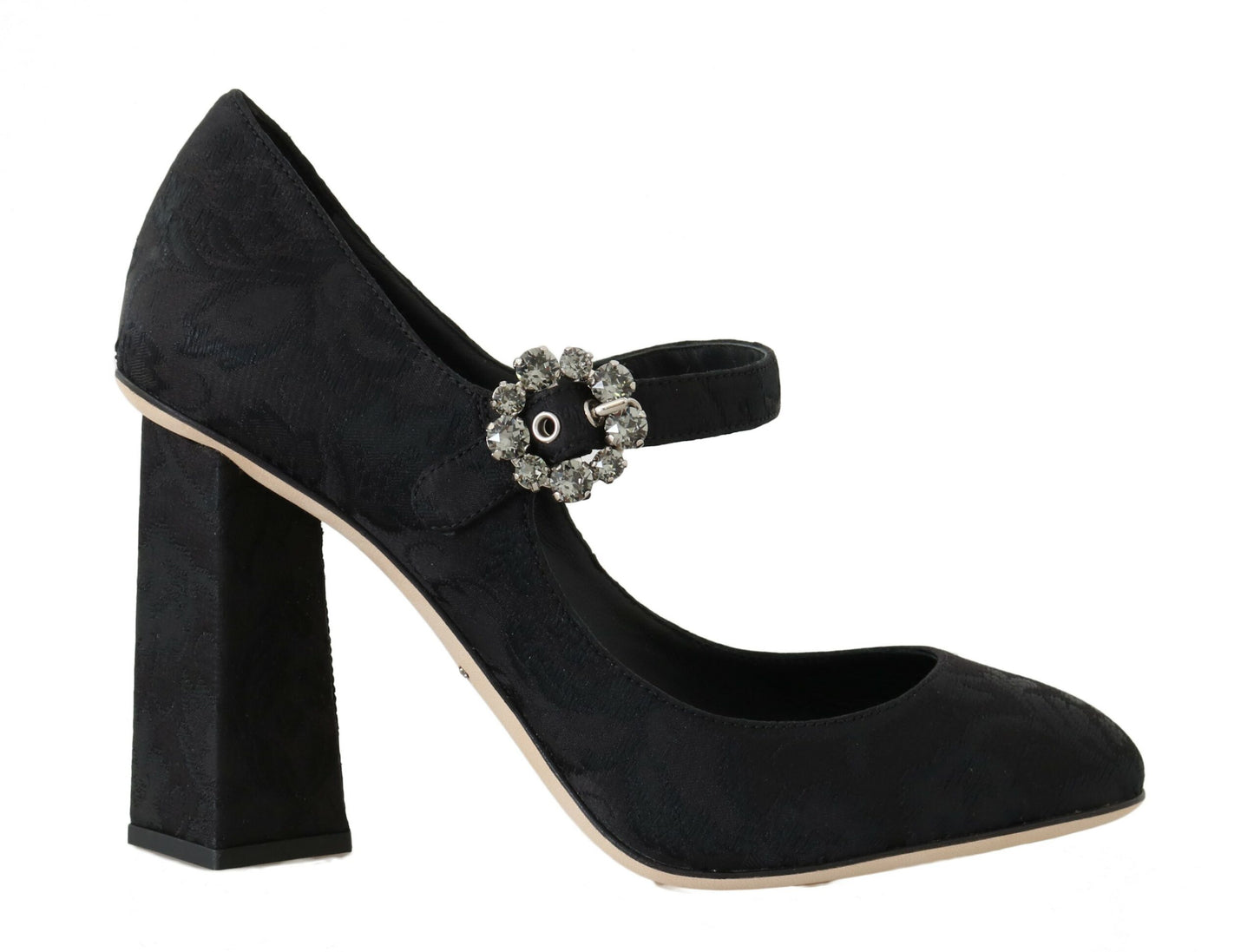 Scarpe Mary Jane con tacco alto in broccato nero