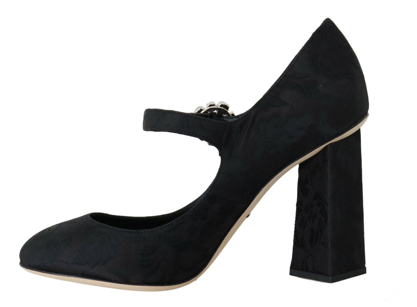 Scarpe Mary Jane con tacco alto in broccato nero