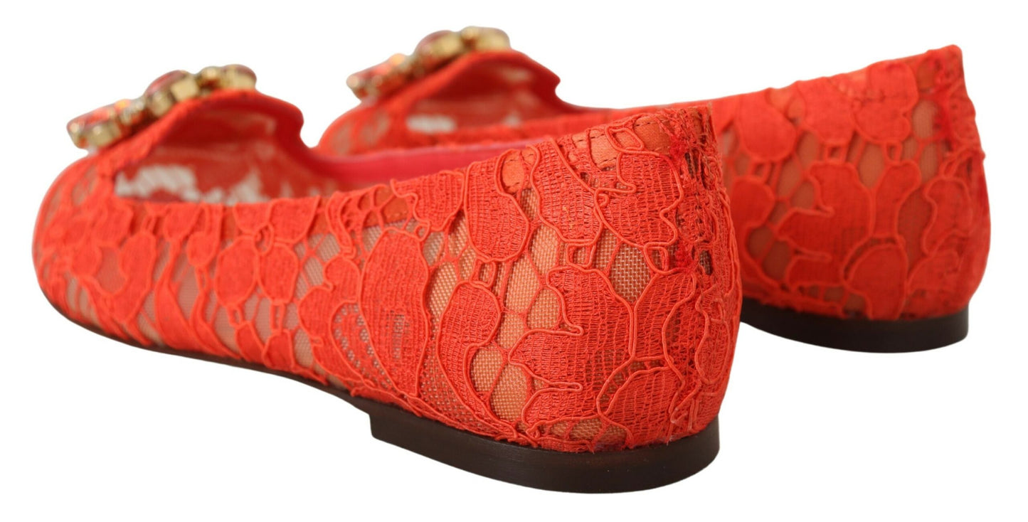 Ballerine in pizzo rosso Taormina con cristalli