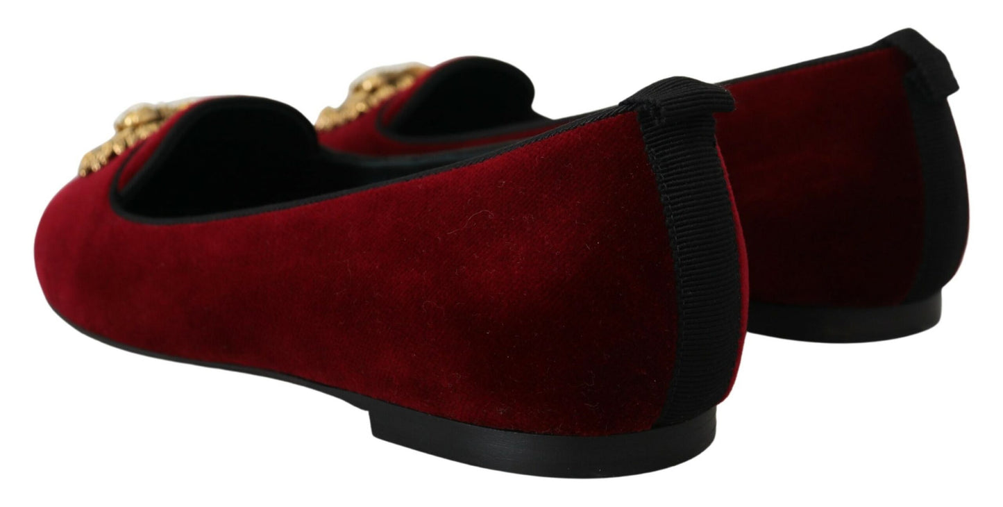 Mocassini slip-on in velluto bordeaux