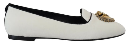 Mocassini slip on in velluto bianco. Scarpe basse