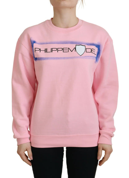 Maglione pullover a maniche lunghe stampato rosa