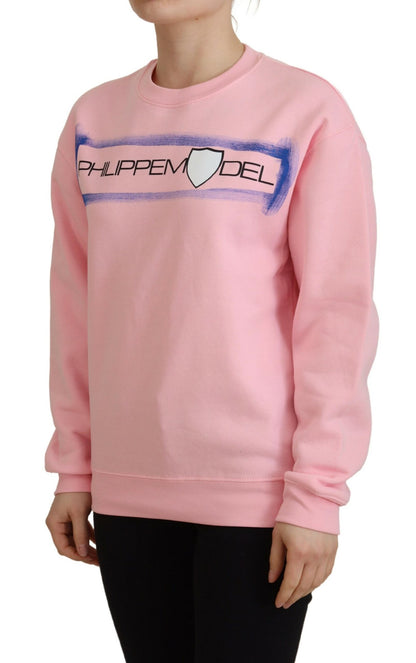 Maglione pullover a maniche lunghe stampato rosa