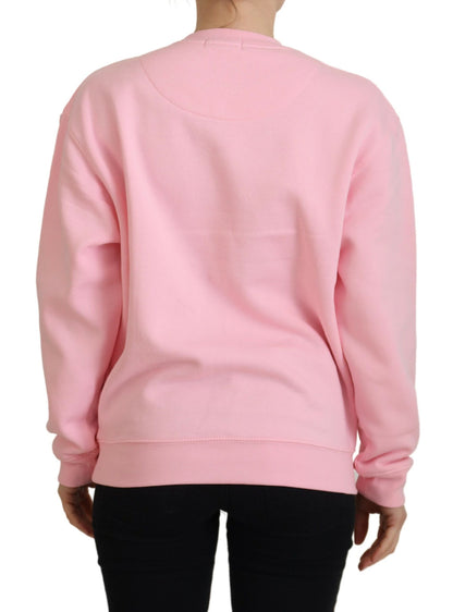 Maglione pullover a maniche lunghe stampato rosa