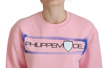 Maglione pullover a maniche lunghe stampato rosa