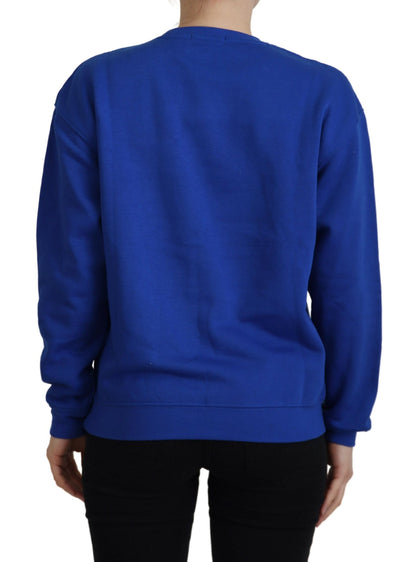 Maglione pullover a maniche lunghe stampato blu