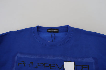 Maglione pullover a maniche lunghe stampato blu