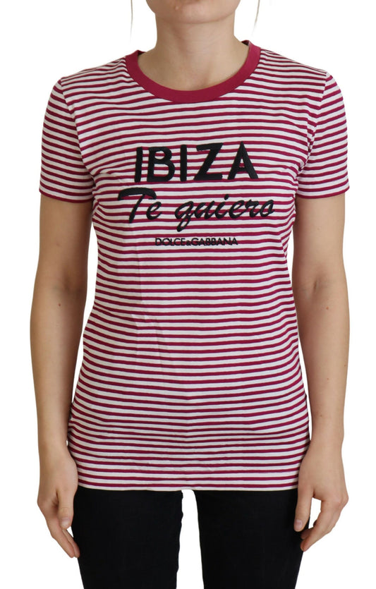 Exklusives gestreiftes Ibiza-T-Shirt mit Rundhalsausschnitt