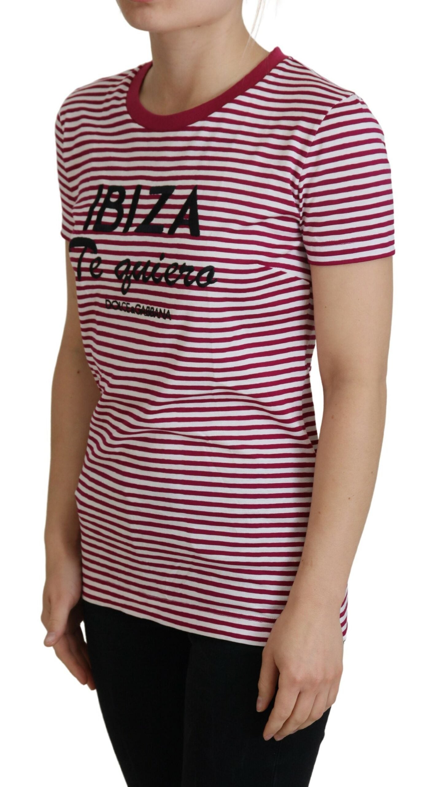 Exklusives gestreiftes Ibiza-T-Shirt mit Rundhalsausschnitt