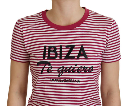 Exklusives gestreiftes Ibiza-T-Shirt mit Rundhalsausschnitt