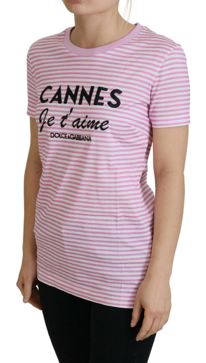 T-shirt esclusiva CANNES bianco rosa