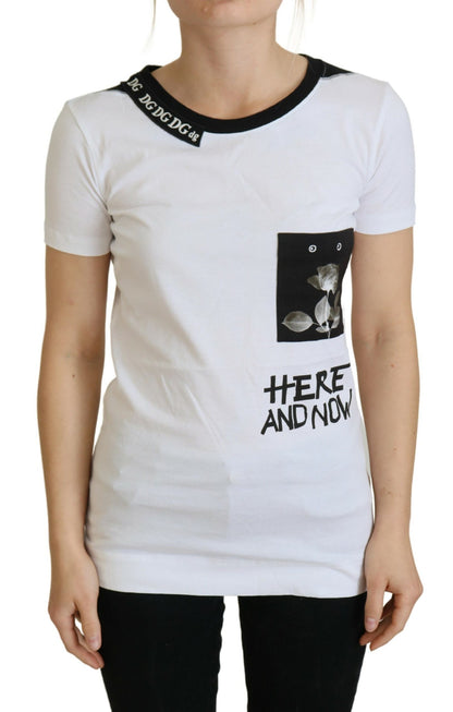 Schickes einfarbiges Baumwoll-T-Shirt „Here and Now“