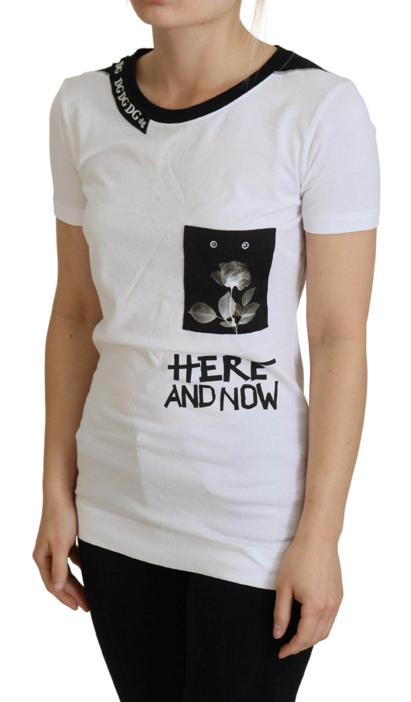 Schickes einfarbiges Baumwoll-T-Shirt „Here and Now“