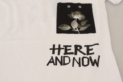 Schickes einfarbiges Baumwoll-T-Shirt „Here and Now“