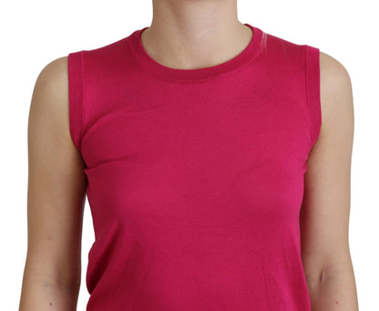 Schickes ärmelloses Tanktop aus Seide in Rosa