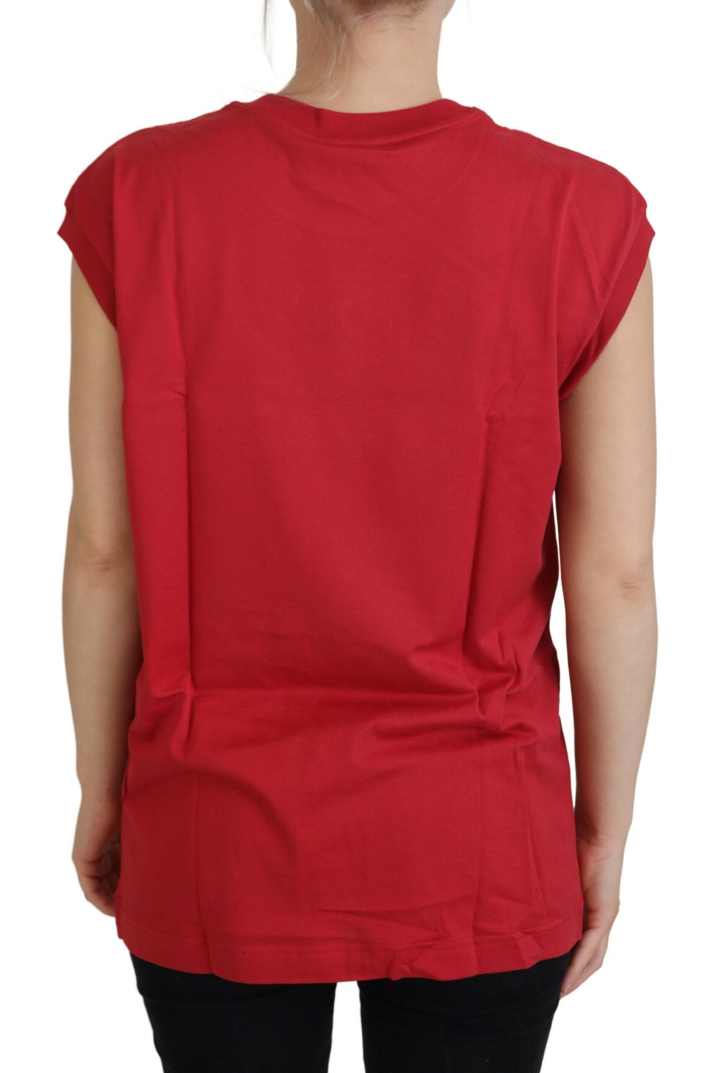 T-shirt canotta con logo DG in cotone rosso