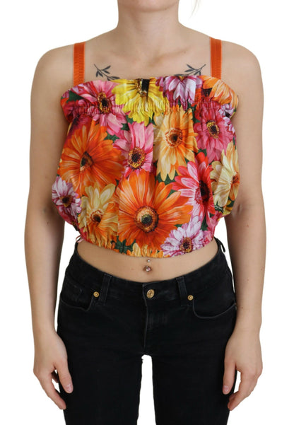 Floral Elegance Sleeveless Cropped Top