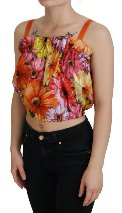 Ärmelloses Crop Top mit floraler Eleganz