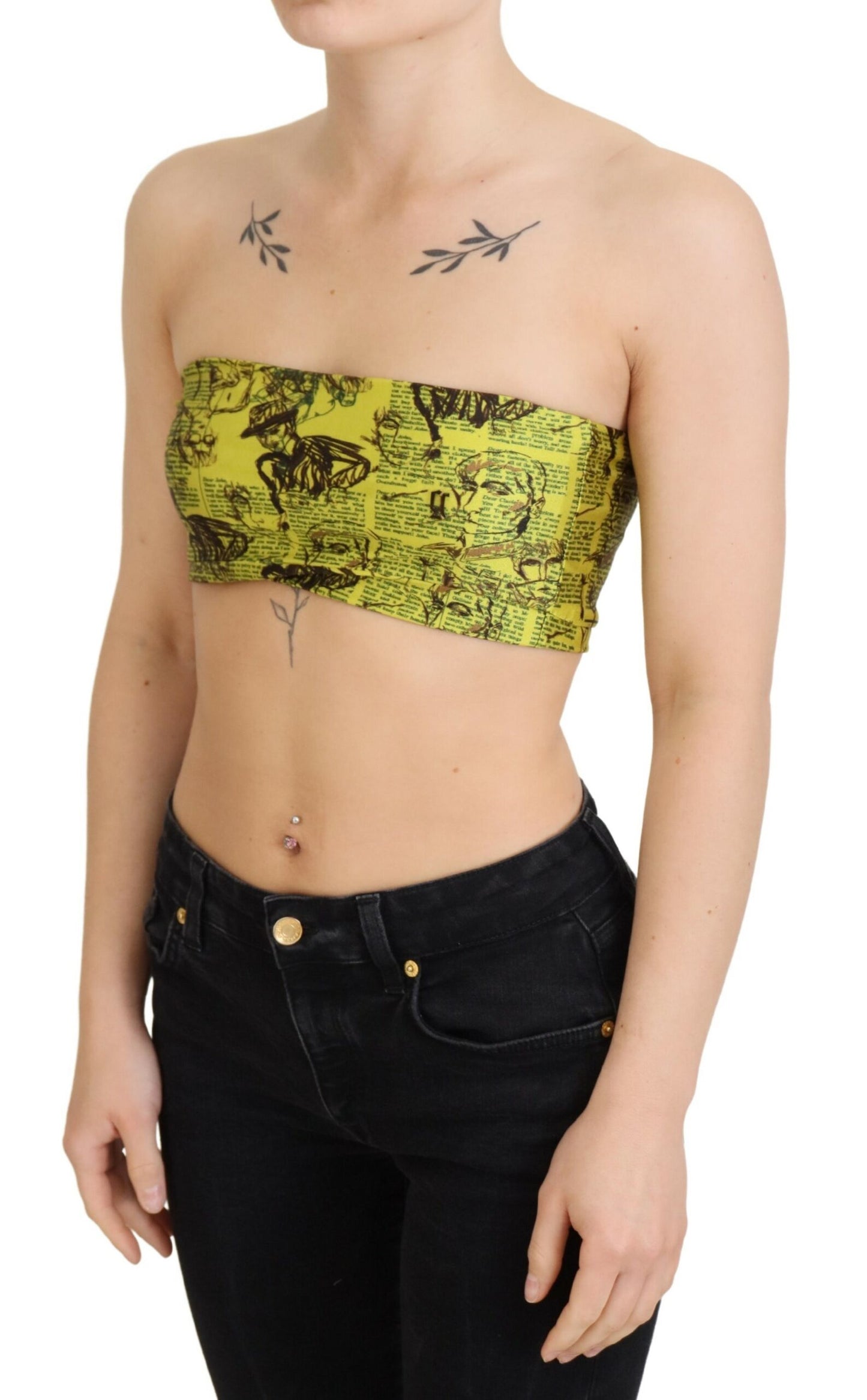 Schicker verkürzter Stretch-Top-BH mit mehrfarbigem Print