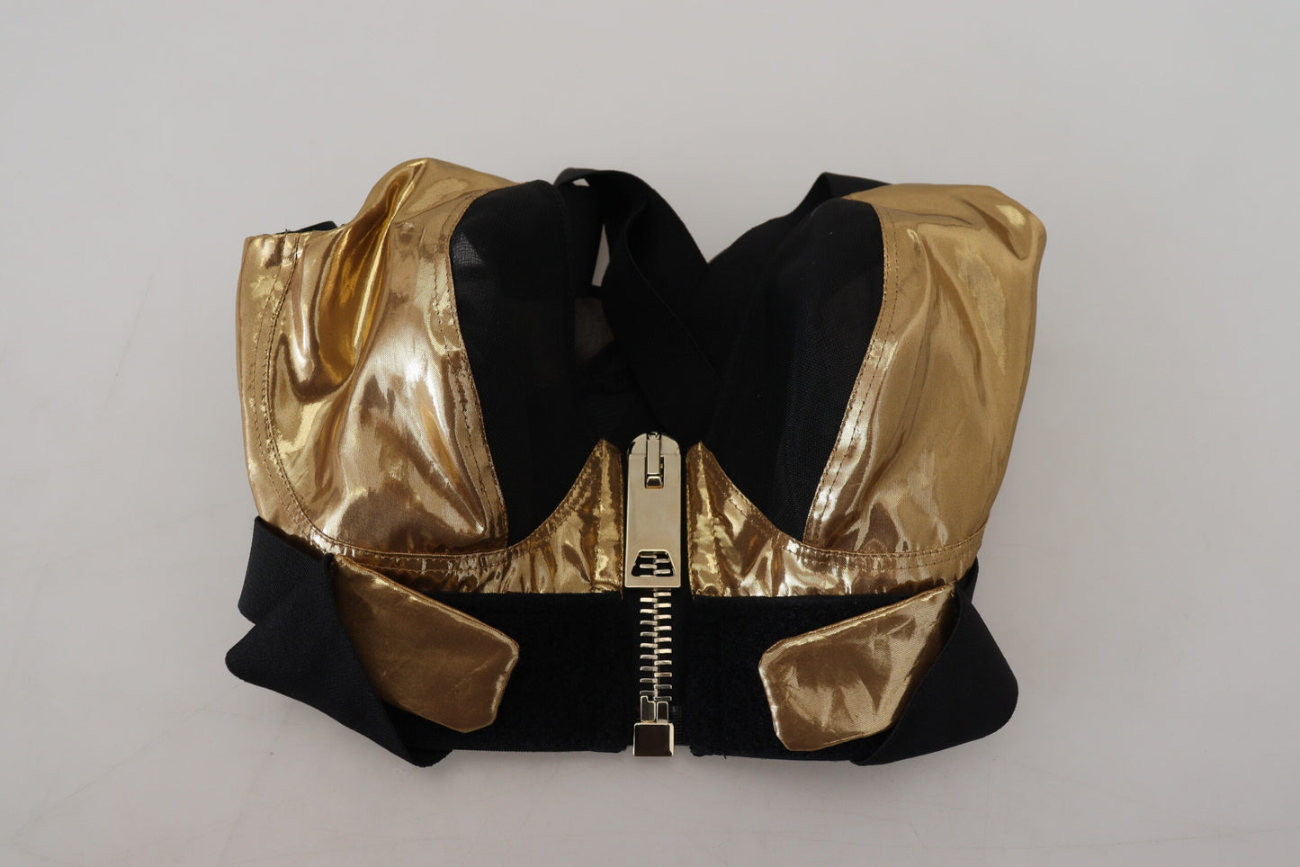 Top bustier corto senza maniche in oro nero