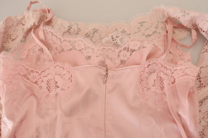 Elegante ärmellose Bluse aus transparenter Spitze in Rosa