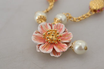 Dolce & Gabbana Elegant Floral Statement Charm Necklace