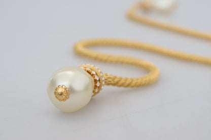 Dolce & Gabbana Elegant Gold Brass Pearl Statement Necklace