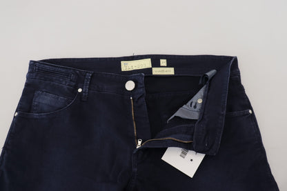 Jeans casual in denim da uomo slim fit affusolati in cotone blu